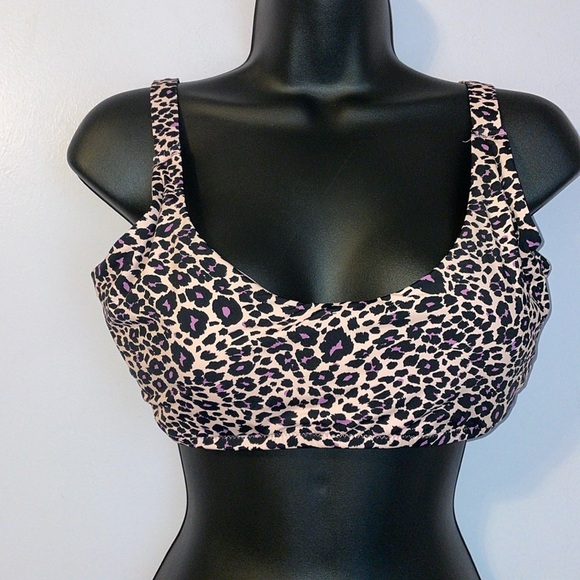 PHAX Swim Animal Print Leopard Pink Purple Lace Back Bikini Top size XL - Picture 1 of 12